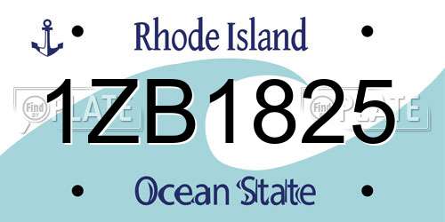 1ZB1825 Rhode Island License Plate