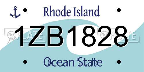 1ZB1828 Rhode Island License Plate