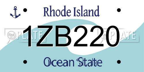 1ZB220 Rhode Island License Plate