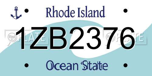 1ZB2376 Rhode Island License Plate