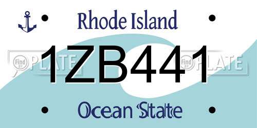 1ZB441 Rhode Island License Plate