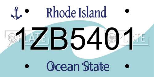 1ZB5401 Rhode Island License Plate