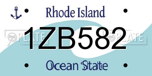 1ZB582 Rhode Island License Plate