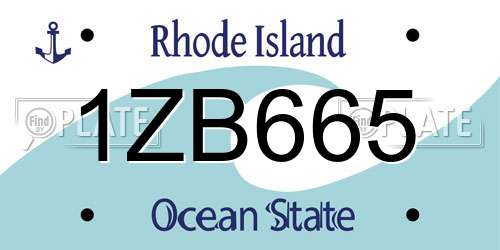 1ZB665 Rhode Island License Plate