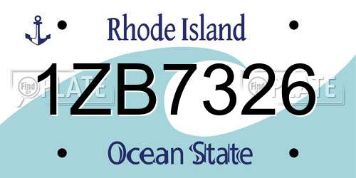 1ZB7326 Rhode Island License Plate