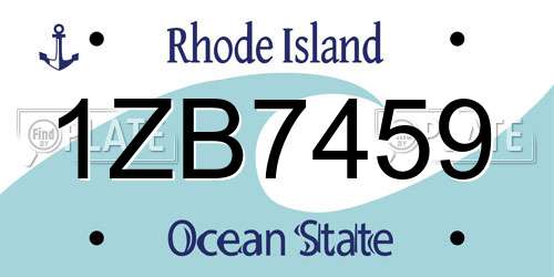 1ZB7459 Rhode Island License Plate