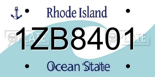 1ZB8401 Rhode Island License Plate