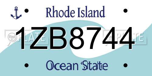 1ZB8744 Rhode Island License Plate
