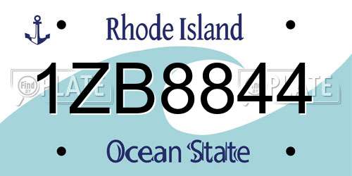1ZB8844 Rhode Island License Plate