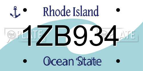 1ZB934 Rhode Island License Plate