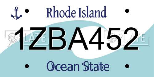 1ZBA452 Rhode Island License Plate