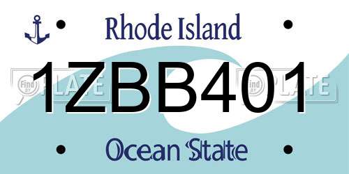 1ZBB401 Rhode Island License Plate