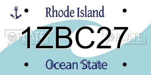 1ZBC27 Rhode Island License Plate