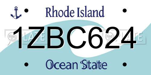 1ZBC624 Rhode Island License Plate
