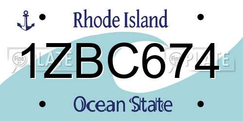 1ZBC674 Rhode Island License Plate