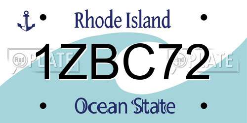 1ZBC72 Rhode Island License Plate