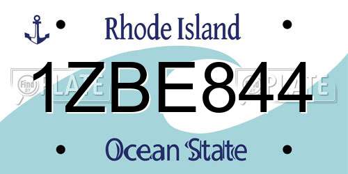 1ZBE844 Rhode Island License Plate