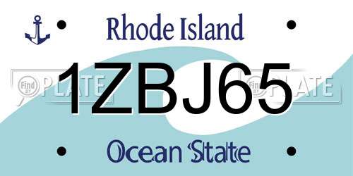 1ZBJ65 Rhode Island License Plate