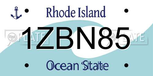 1ZBN85 Rhode Island License Plate