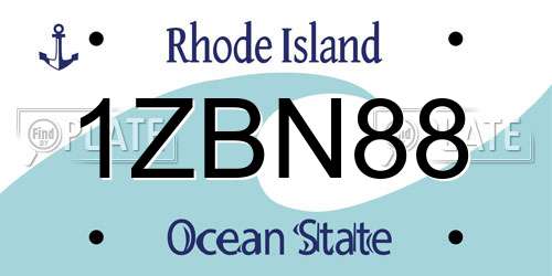 1ZBN88 Rhode Island License Plate