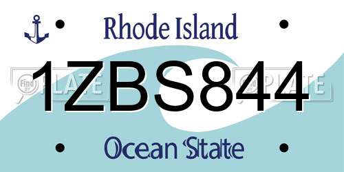1ZBS844 Rhode Island License Plate