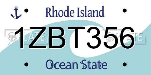 1ZBT356 Rhode Island License Plate