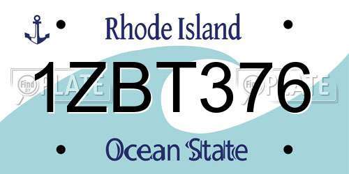 1ZBT376 Rhode Island License Plate