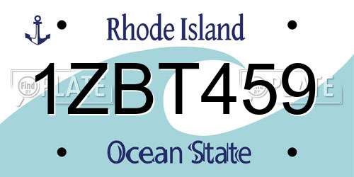 1ZBT459 Rhode Island License Plate