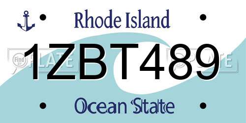 1ZBT489 Rhode Island License Plate