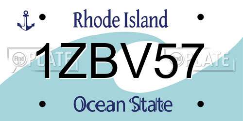 1ZBV57 Rhode Island License Plate