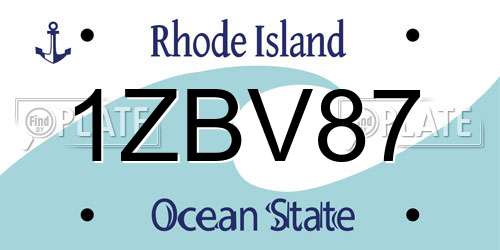 1ZBV87 Rhode Island License Plate
