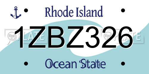 1ZBZ326 Rhode Island License Plate