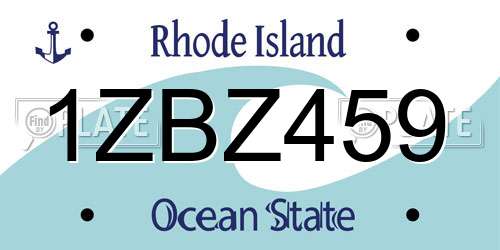 1ZBZ459 Rhode Island License Plate