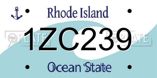 1ZC239 Rhode Island License Plate