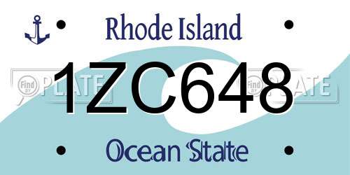 1ZC648 Rhode Island License Plate