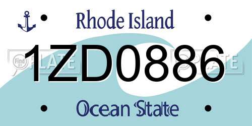 1ZD0886 Rhode Island License Plate