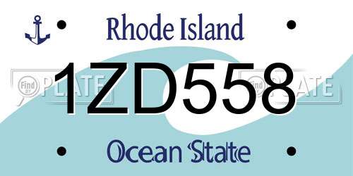 1ZD558 Rhode Island License Plate