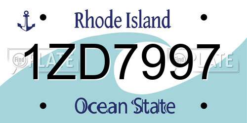 1ZD7997 Rhode Island License Plate