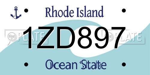 1ZD897 Rhode Island License Plate