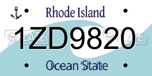 1ZD9820 Rhode Island License Plate