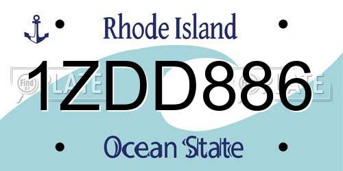 1ZDD886 Rhode Island License Plate
