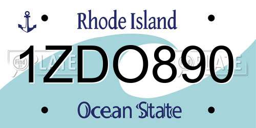 1ZDO890 Rhode Island License Plate