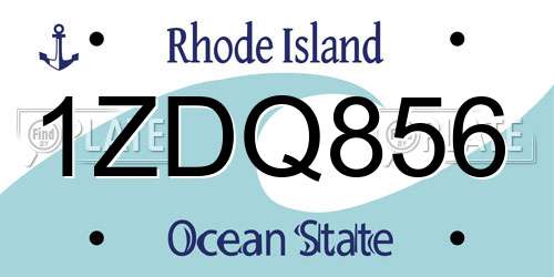 1ZDQ856 Rhode Island License Plate