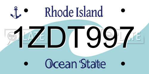 1ZDT997 Rhode Island License Plate