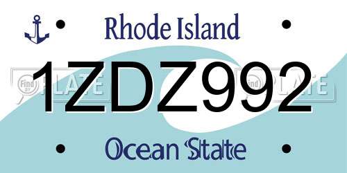 1ZDZ992 Rhode Island License Plate