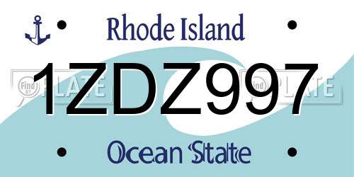 1ZDZ997 Rhode Island License Plate