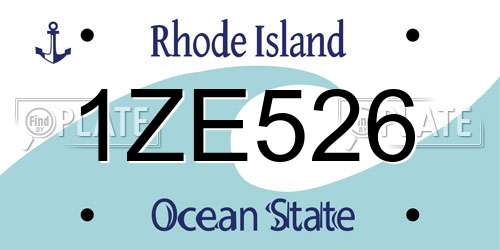 1ZE526 Rhode Island License Plate