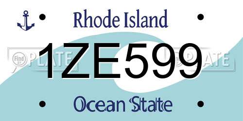 1ZE599 Rhode Island License Plate