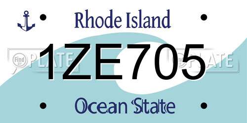 1ZE705 Rhode Island License Plate
