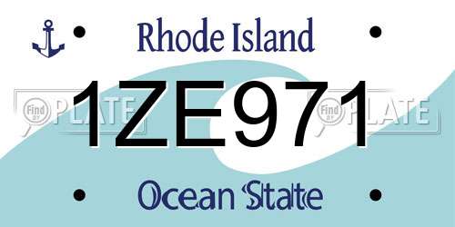 1ZE971 Rhode Island License Plate
